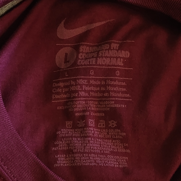 NIKE All Purpose Tee Mens Large Long Sleeve Maroon Standard Fit Cotton - Picture 7 of 8